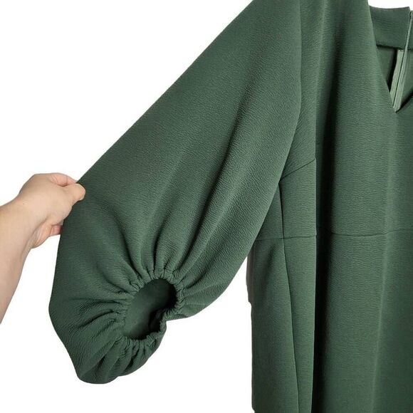 Eloquii Green Balloon Sleeves V Neck Dress Size 24 - Picture 6 of 11